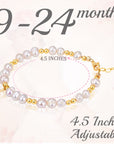 Baby Girl 14K Gold Plated Beads Cross Bracelet, White Cultured Freshwater Pearls, Beaded Bracelets for Girls, Birthday Girl, Christening, Communion, Baptism Gifts for Girl