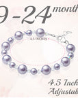 Infant Baby Girl Bracelet with Lavender Pearls & Clear Crystals