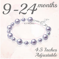 Infant Baby Girl Bracelet with Lavender Pearls & Clear Crystals