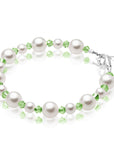 Personalized Birthstone Pearl Bracelet for Girls with Birthstone Crystals
