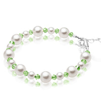 Personalized Birthstone Pearl Bracelet for Girls with Birthstone Crystals