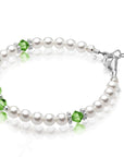 Personalized Birthstone Pearl Bracelet for Girls with Birthstone Crystals