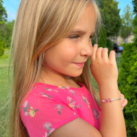 Teen Girl Bangles with Pink Heart Crystals