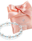 White Pearl March Aquamarine Birthstone Bracelet Baby Girl Gift Jewelry Toddler