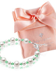 White Pearl May Emerald Birthstone Bracelet Baby Girl Gift Jewelry Toddler