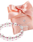 White Pearl July Ruby Birthstone Bracelet Baby Girl Gift Jewelry Toddler