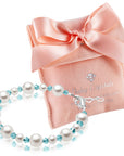 White Pearl December Blue Topaz Birthstone Bracelet Baby Girl Gift Jewelry Toddler