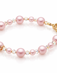 Infant Baby Girl Baptism & Christening Pink Pearl Sterling silver Cross Charm Bracelet