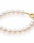 White Pearl Baby Bracelet, 14K Gold Plated, Newborn Gold Bracelet