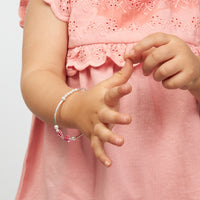 Infant Baby Girl Bangles with Pink Heart Crystals