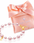 Infant Baby Girl Baptism & Christening Pink Pearl Sterling silver Cross Charm Bracelet