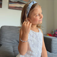 Baptism & Christening Sterling silver Cross Bracelet for Girls Lavender Pearls & Clear Crystals
