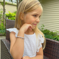Teen Girl Baptism & Christening Sterling silver Cross Charm Bracelet Lavender Pearl