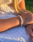 Sterling Silver Cross Charm White Pearl Bracelet for Girls - Christening & Baptism Gifts