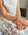 Sterling Silver Beads Box Cross White Pearl Bracelet for Girls - Baptism Gifts