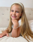 Sterling Silver Beads Box Cross White Pearl Bracelet for Girls - Baptism Gifts