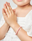 Teen Girl Sterling Silver Cross Baptism & Christening Pink Pearl Bracelet