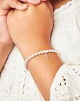 Sterling Silver Cross Charm White Pearl Bracelets for Girls - Baptism Gifts