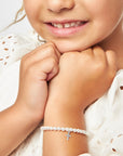 Sterling Silver Cross Charm White Pearl Bracelets for Girls - Baptism Gifts
