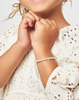 Teen Girl Sterling Silver Cross Baptism & Christening White Pearl Bracelet