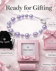 Lavender Pearl Bracelet with Clear Crystals & Sterling Silver Cross