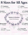 Lavender Pearl Bracelet with Clear Crystals & Sterling Silver Cross