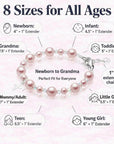 Pink Pearl Christening Bracelet, Sterling Silver Cross Charm & Clear Crystals