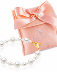 Sterling silver Cross White Pearl Bracelet for Girls Baptism & Christening