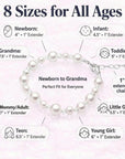 Sterling Silver Baptism Bracelet, White Pearls, Cross Charm & Clear Crystals