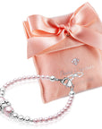 Sterling Silver Beads Box Cross Pink Pearl Bracelet for Girls - Baptism Gifts