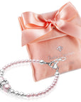Pink Pearl Charm Bracelet, Silver Beads & Sterling Silver Box Cross