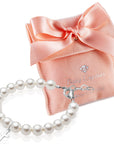 Sterling Silver Cross Charm White Pearl Bracelets for Girls - Baptism Gifts