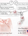 Sterling Silver Cross Baptism Bracelet for Girls - Pink & White Pearl Clear Crystals
