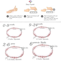 Sterling Silver Crimps Cross Charm Pink Pearl Christening Baptism Bracelet for Girls