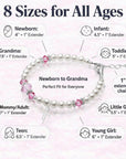White Pearl Charm Bracelet, Sterling Silver Baptism Cross & Pink Crystals