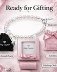 White Pearl Communion Charm Bracelet, Sterling Silver Cross & Clear Crystals