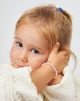 Pink Pearl Christening Bracelet, Sterling Silver Cross Charm & Clear Crystals