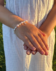 Sterling Silver Cross Baptism Bracelet for Girls - Pink & White Pearl Clear Crystals