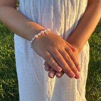 Infant Baby Girl Baptism Bracelet Sterling Silver Cross Pink & White Pearl Clear Crystals