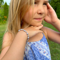 Teen Girl Bracelets with Lavender Pearls & Clear Crystals