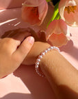 Pink Pearl Baby Bracelet, Sterling Silver Keepsake for Girls