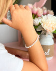 Toddler Girl White Pearl Daisy Bracelet