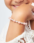 Sterling Silver Bracelet for Girls with Pink & White Pearls & Clear Crystals