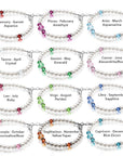 Personalized Birthstone Pearl Bracelet for Girls with Birthstone Crystals