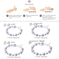 Sterling Silver Bracelet for Girls with Lavender Pearls & Clear Crystals