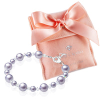 Teen Girl Bracelets with Lavender Pearls & Clear Crystals