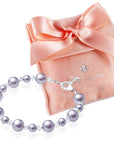 Infant Baby Girl Bracelet with Lavender Pearls & Clear Crystals