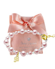 Pink Pearl & Clear Crystal Kids Initial Bracelet, 14K Gold Plated