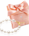 White Pearl & Clear Crystal Bracelet, 14K Gold Plated Girls Jewelry