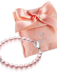NewBorn Baby Girl Bracelet with Pink Pearl & Silver Daises